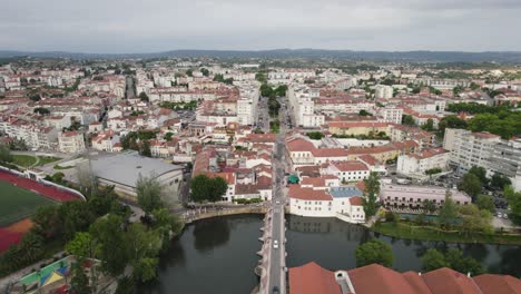 tomar, portugal, showcasing a picturesque cityscape with historic architecture, aerial view