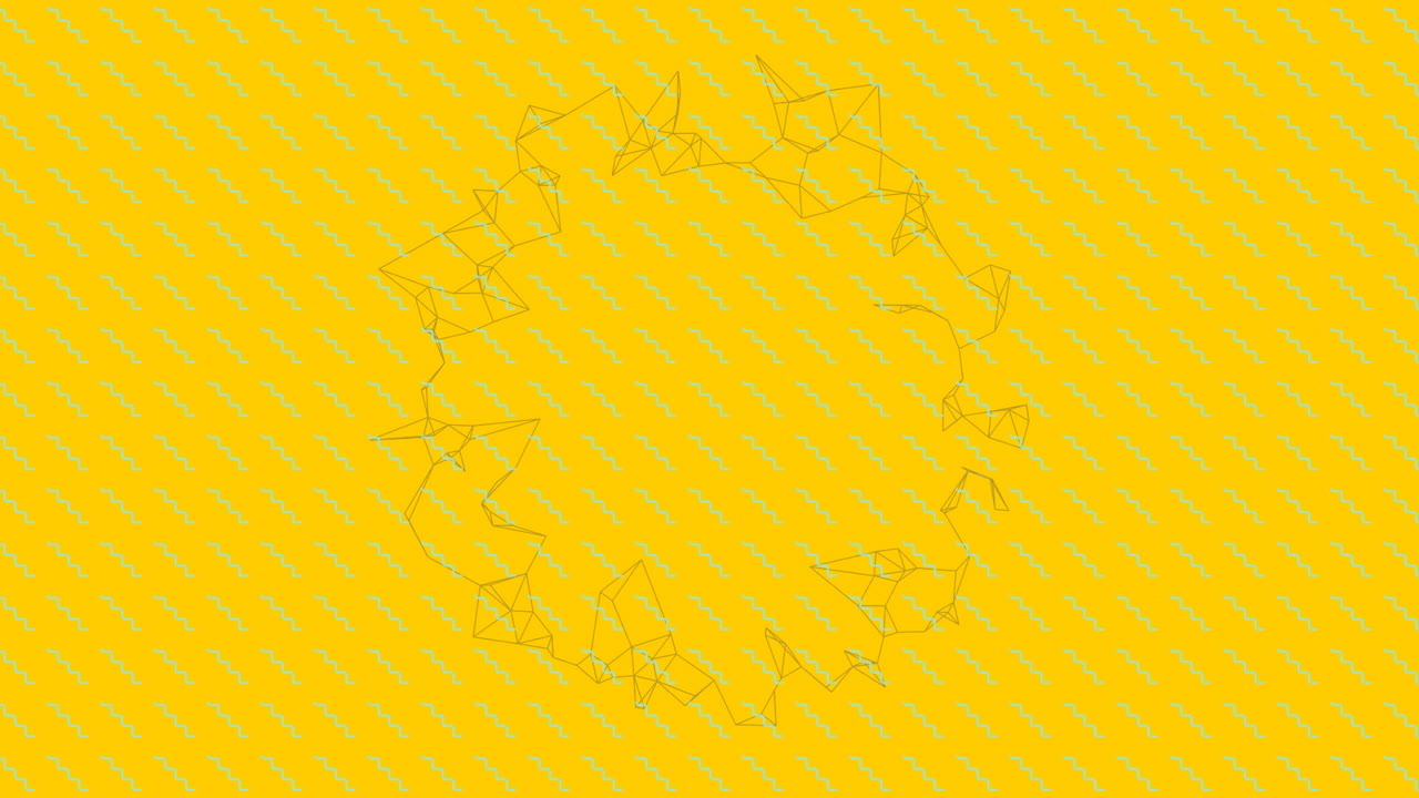 animación de conexiones que giran sobre el patrón sobre fondo amarillo