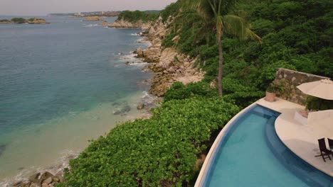 aerial capturing the mesmerizing coastline in huatulco, mexico