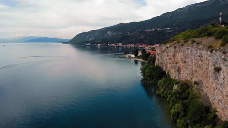 aerial shot of macedonia coast