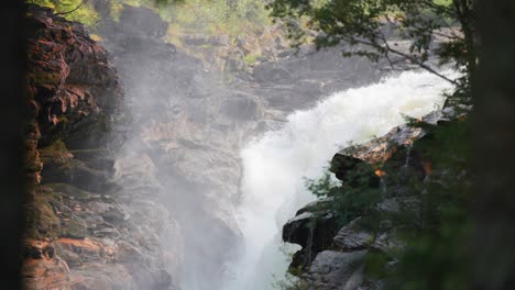 una cascada furiosa en el bosque de verano