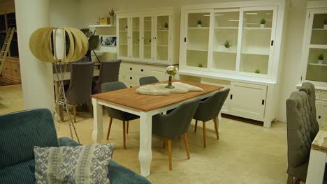 elegant dining room furniture in a showroom