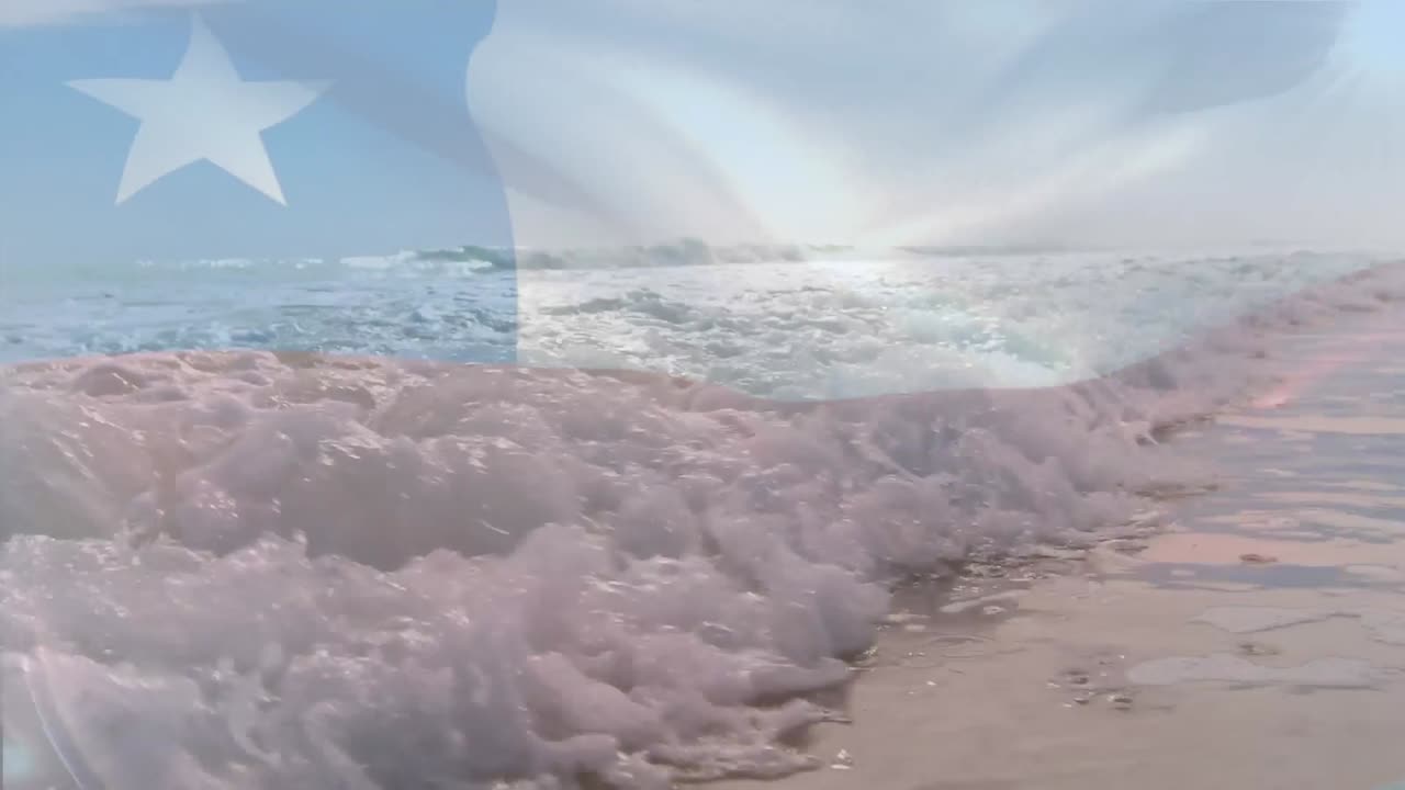 composición digital de la bandera de chile ondeando contra la vista aérea de las olas en el mar