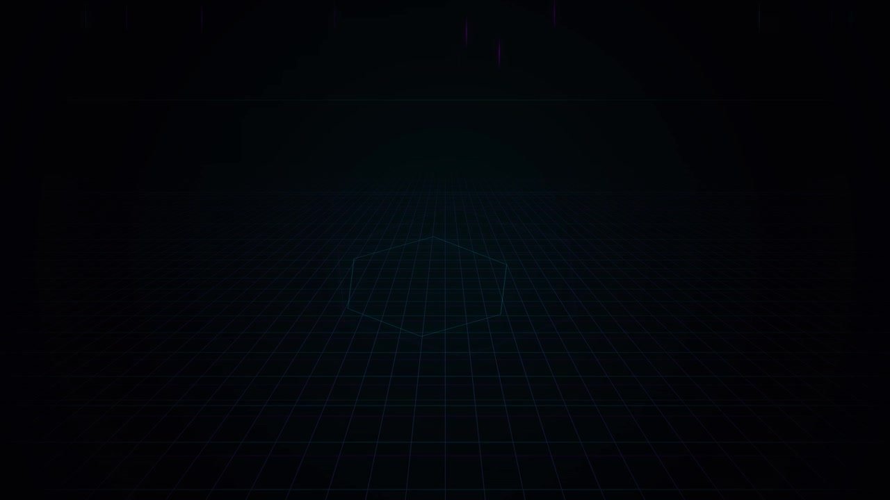 Abstract Digital Grid Background with Glowing Hexagon