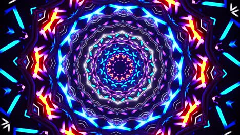 colorful animation pattern with black background. kaleidoscope vj loop