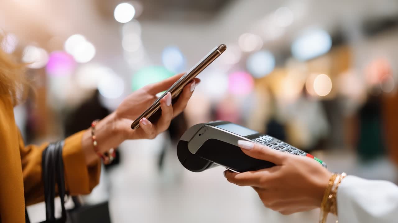 Innovative Payment Methods: A Close-Up of a Mobile Transaction at a Retail Store, Showcasing Modern Technology and Changing Consumer Behavior in the Digital Age