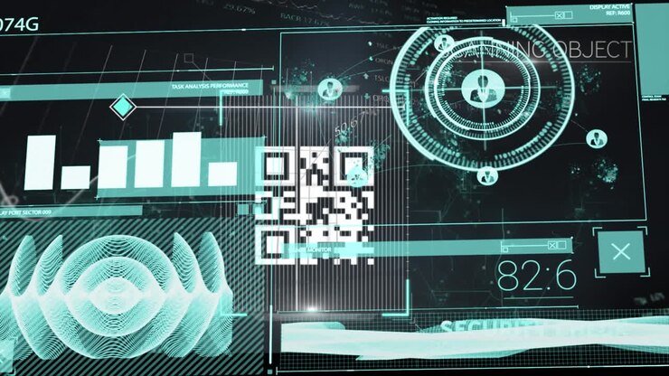 Animazione di elaborazione dati su codice QR