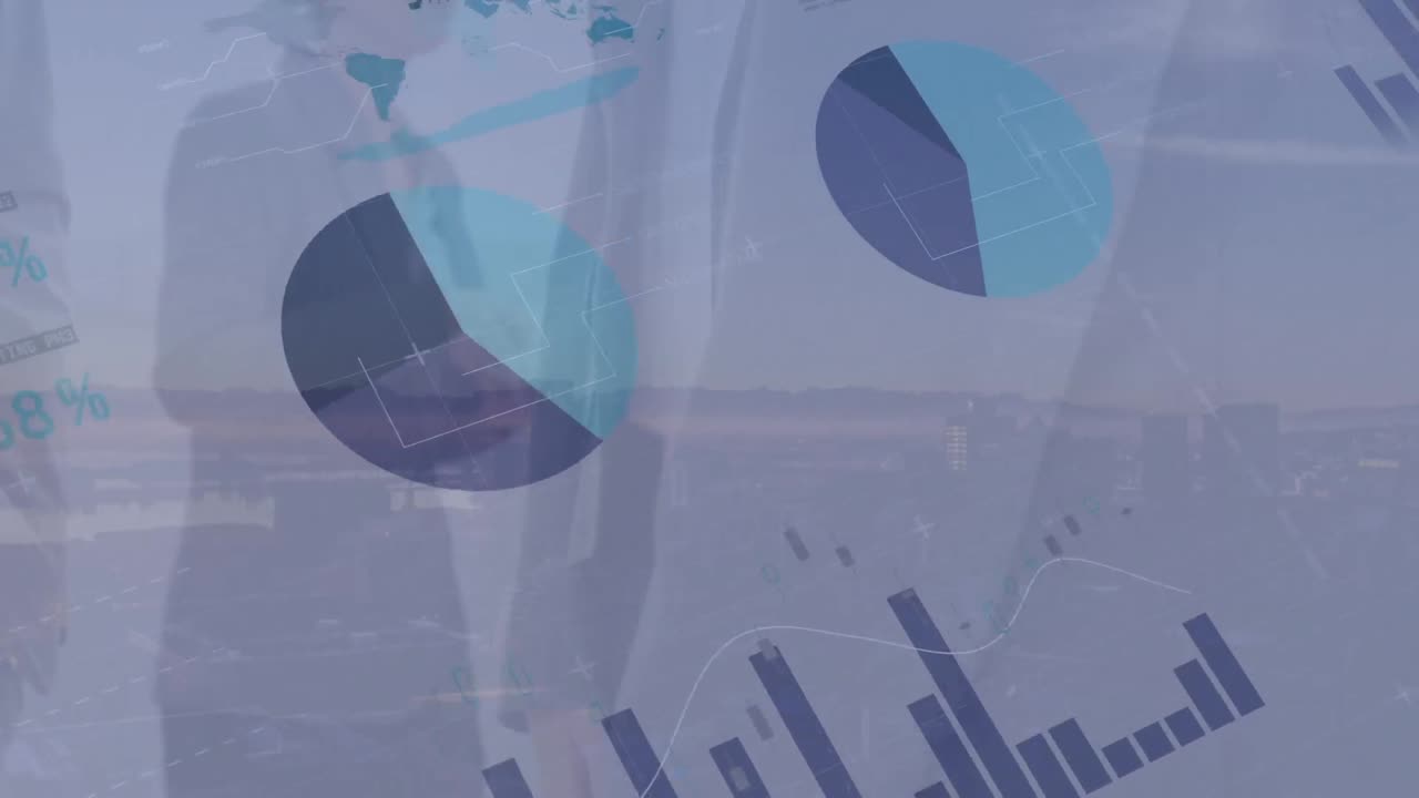 animación del procesamiento de datos financieros en un grupo de empresarios