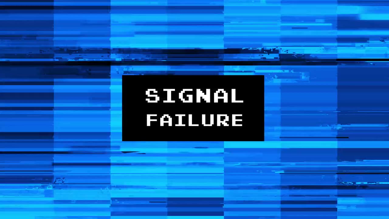 Digital Signal Failure Message with Blue Glitch Background
