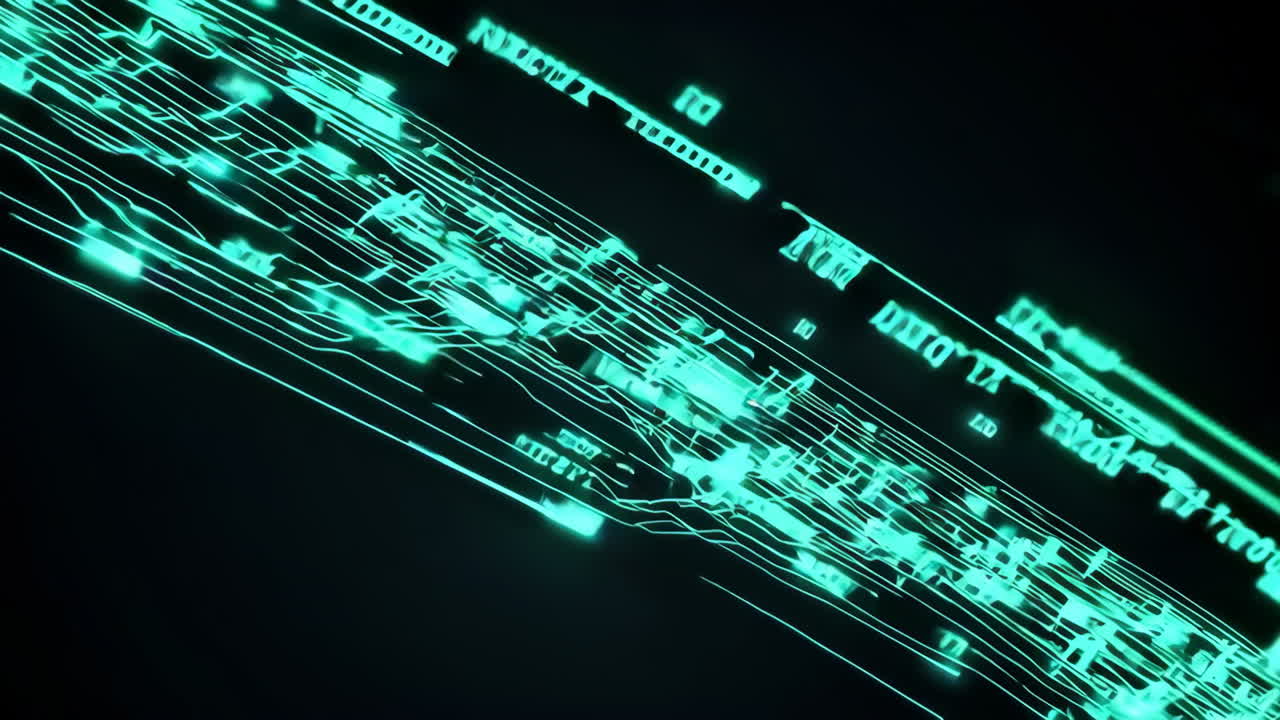 Abstract Glowing Lines and Binary Code