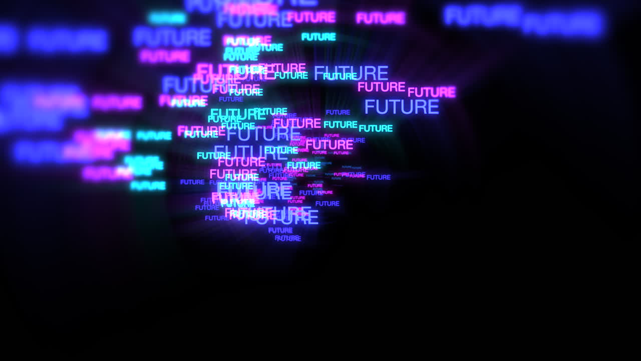 Movimento di testo neon Futuro su sfondo scuro