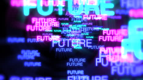 Motion-of-neon-text-Future-in-dark-background