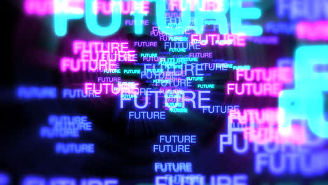 motion of neon text future in dark background