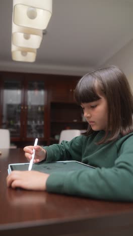 girl drawing on a tablet