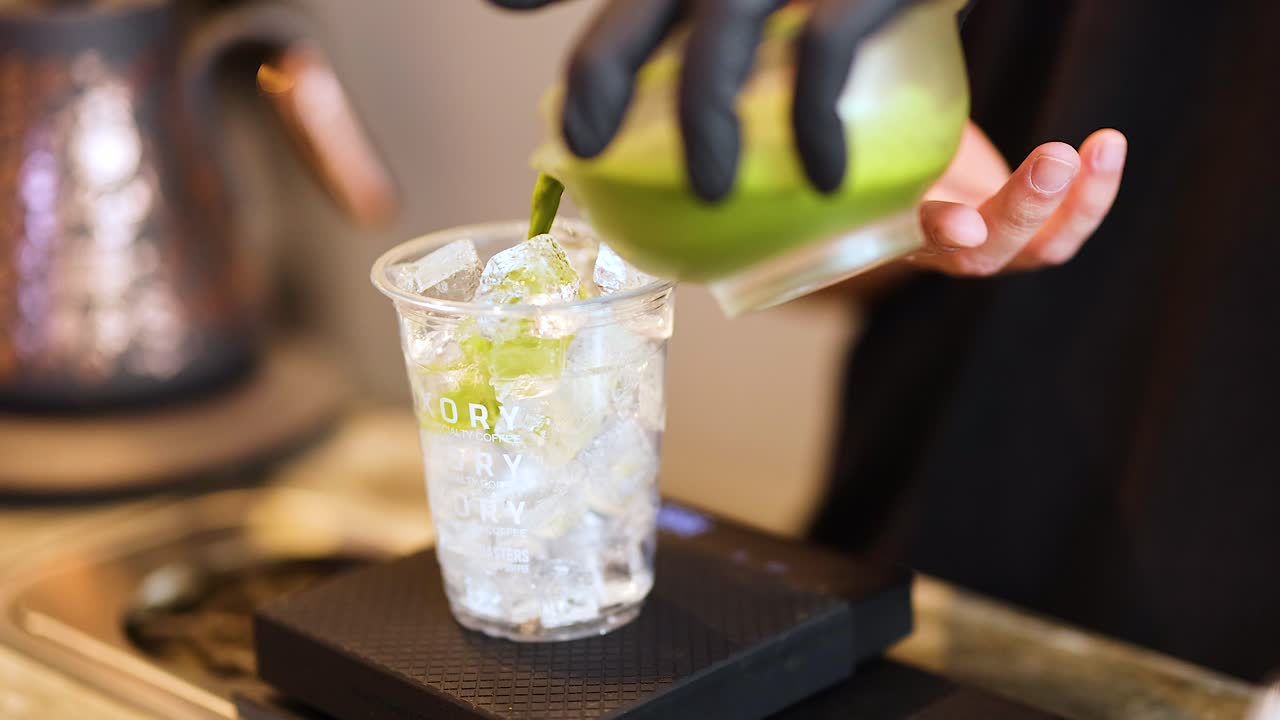Making an Iced Matcha Latte