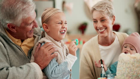 grandparents, children and birthday party