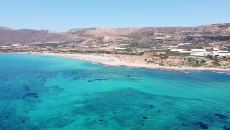 Aerial-Beaches-and-the-Mediterranean-Sea-at-Falassarna-Beach,-Crete,-drone