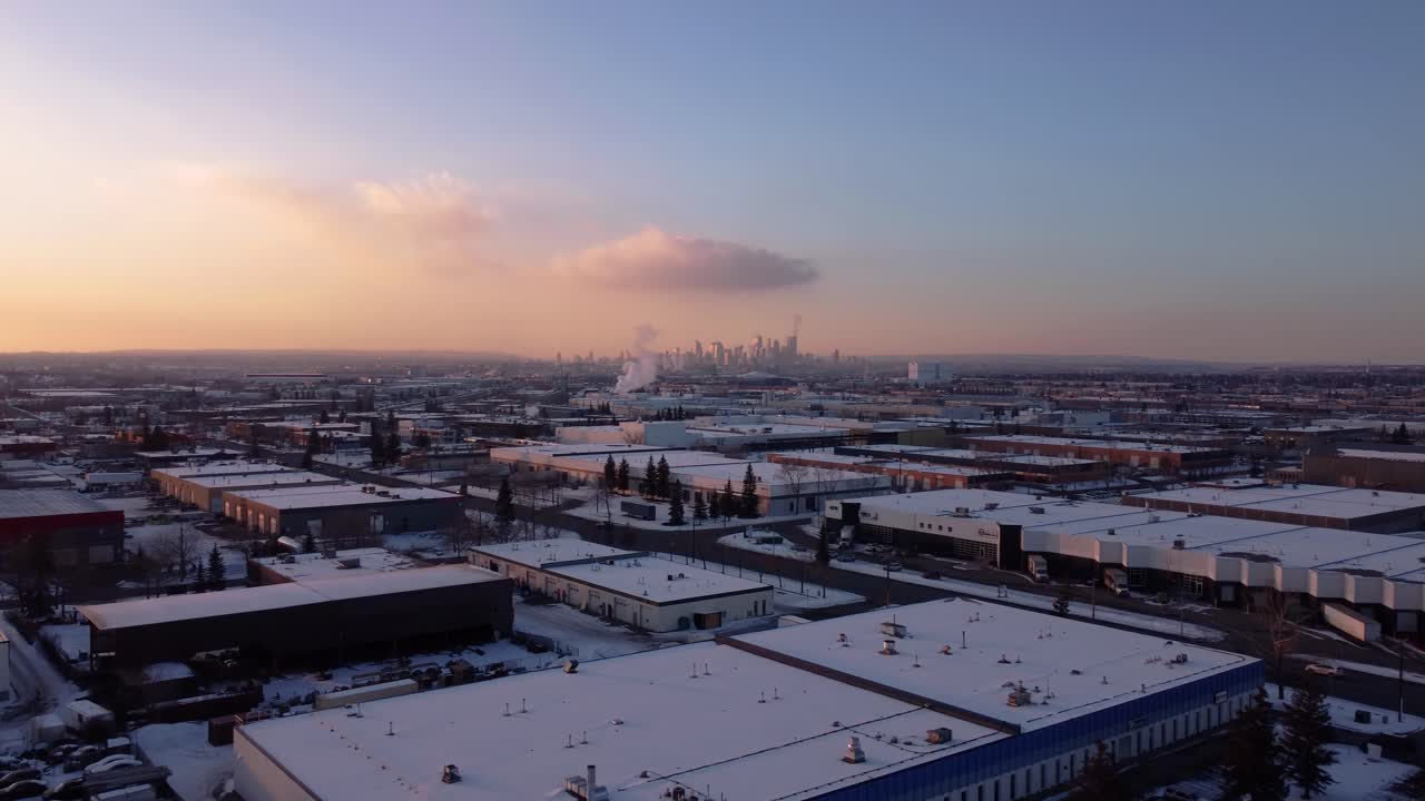vista aérea de invierno del centro de calgary