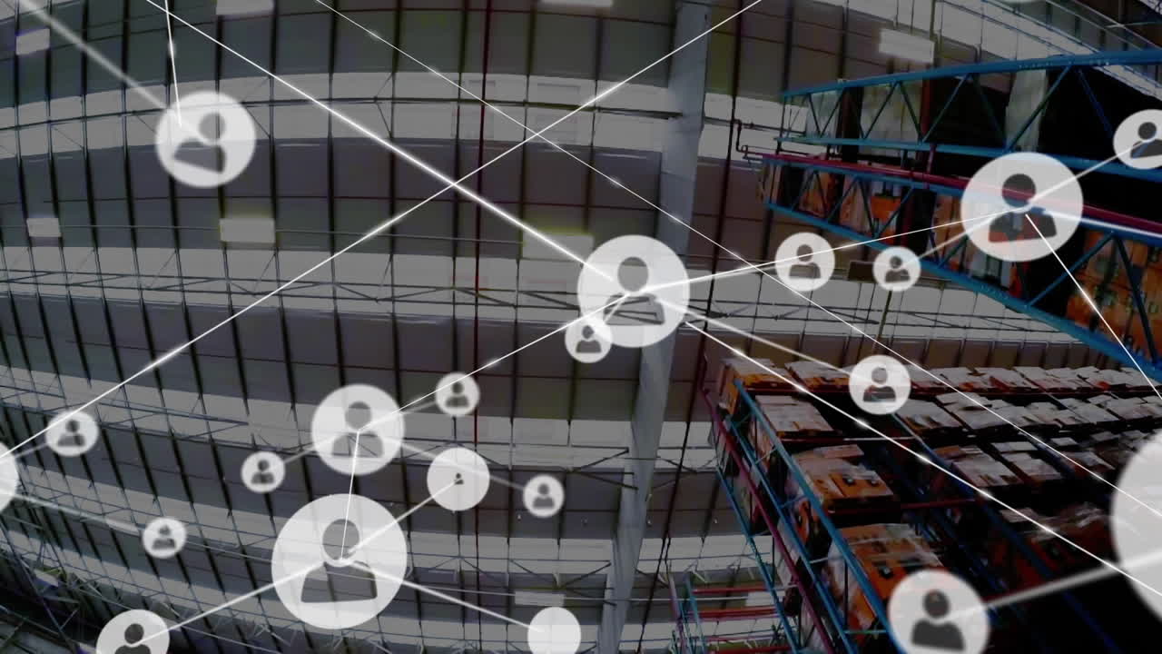 Animazione di connessioni di rete con icone di rappresentazione umana