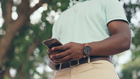 Closeup,-city-and-man-with-cellphone