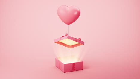 opening pink cartoon style gift box, 3d rendering.
