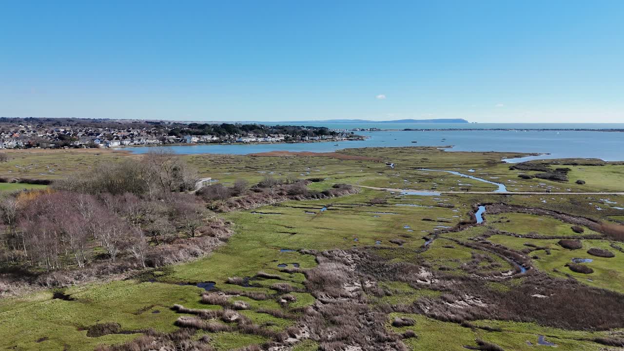 Stanpit Marsh Nature Reserve Christchurch UK drone,aerial