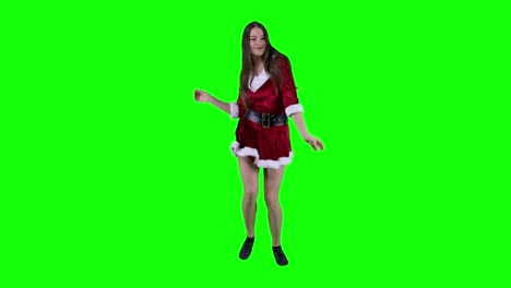 Fröhliche-Moderne-Tänzerin,-Die-Vor-Dem-Green-Screen-Auftritt-Und-Ein-Weihnachtliches-Cosplay-Outfit-Trägt