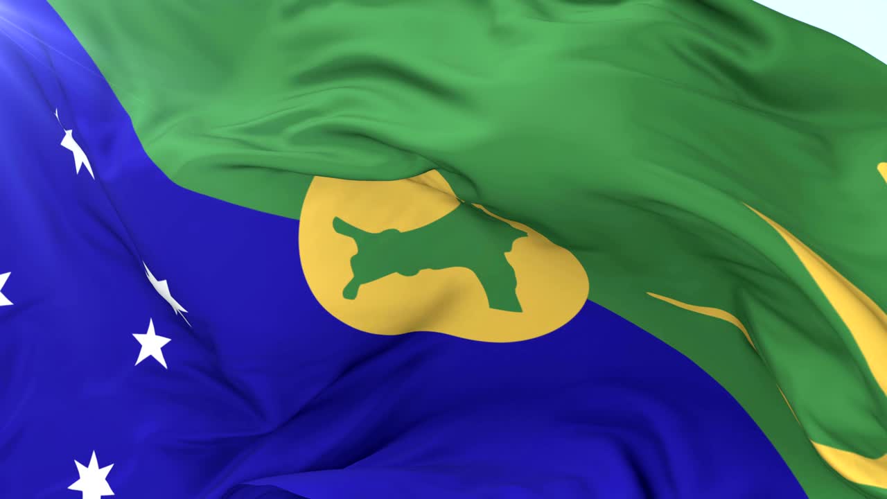 la bandera de la isla de navidad ondeando en el viento en un bucle lento