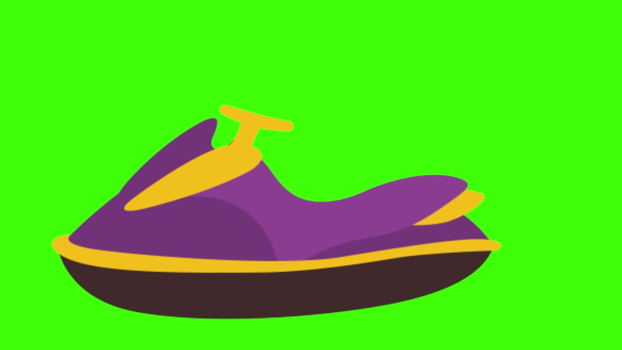 Animation of a scooter jet ski icon on a green screen
