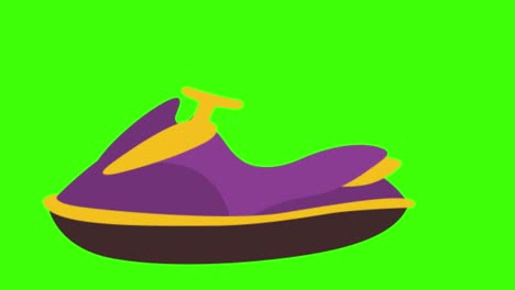 animation of a scooter jet ski icon on a green screen