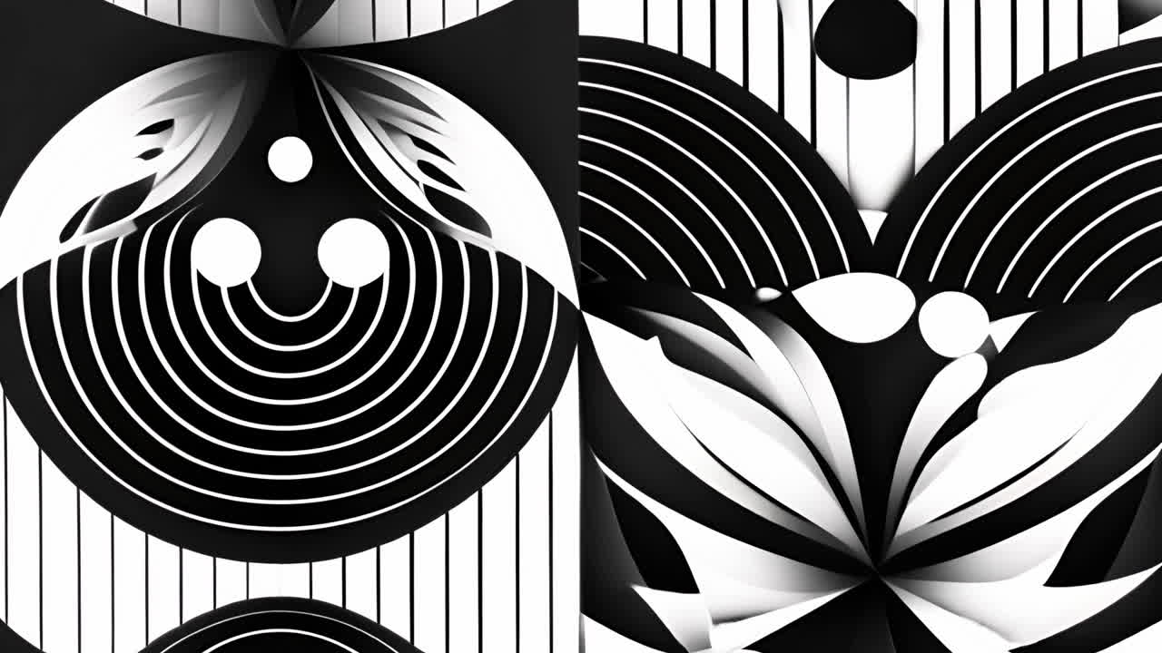 Abstract Black and White Geometric Floral Pattern
