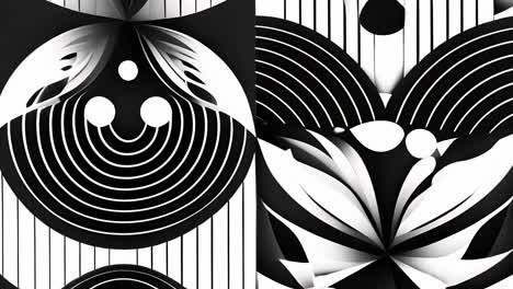 abstract black and white geometric floral pattern