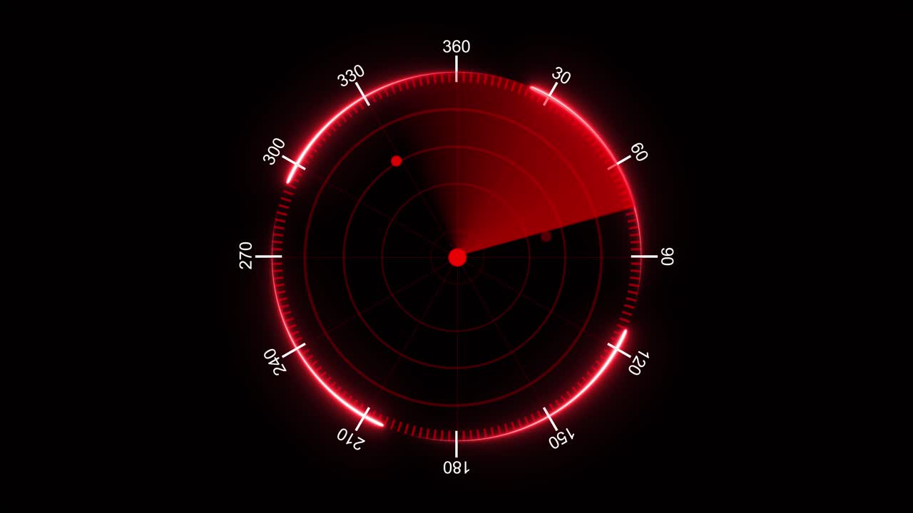 Radar screen with red display