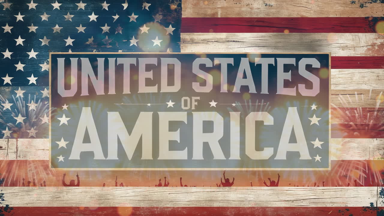 United States of America Flag with Fireworks Celebration