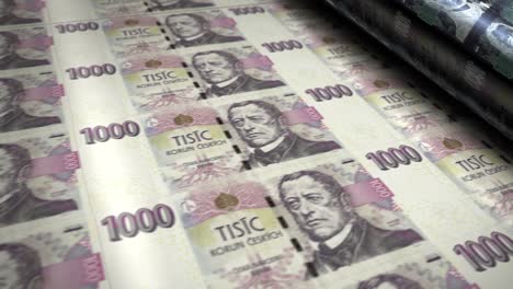 billetes de dinero en coronas checas que imprimen en bucle sin costuras