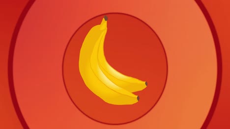 Animation-Einer-Banane-Auf-Rotem-Hintergrund