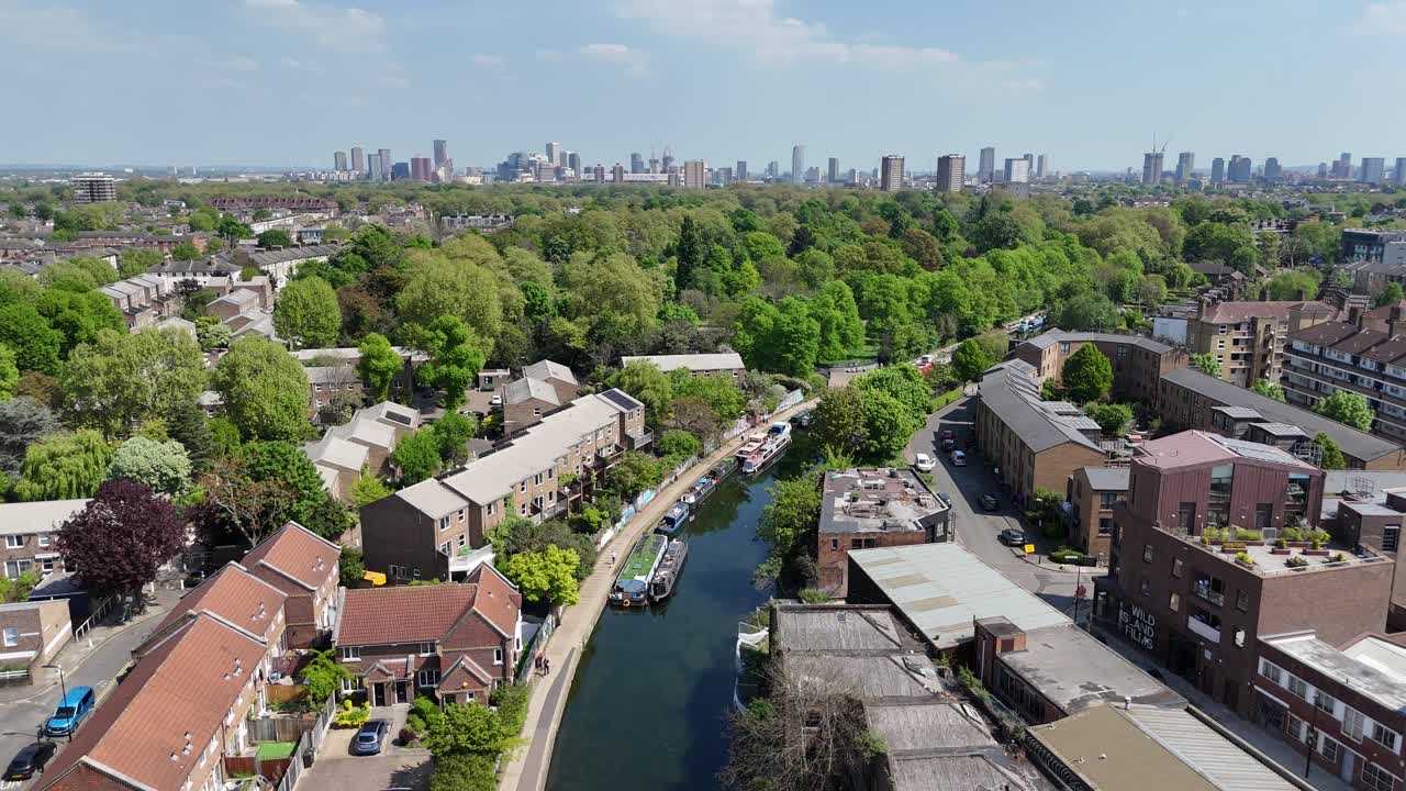 Regents Canal East London Tower Hamlets drone,aerial