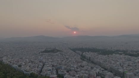 aerial - general shot of athens over mount lycabettus