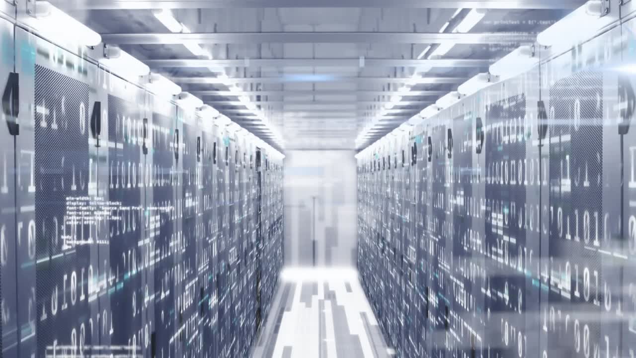 Animation of data processing over server room