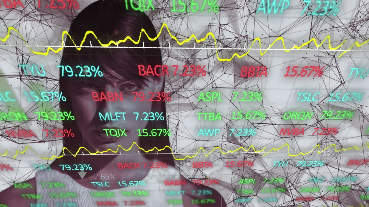 procesamiento de datos del mercado de valores sobre la mujer contra la red de conexiones