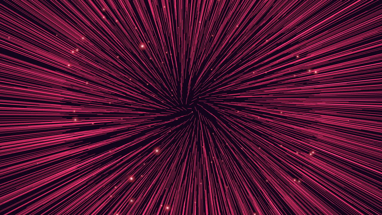 The image displays a vibrant spiral pattern composed of red and pink lines extending from the center in a dynamic, energetic design
