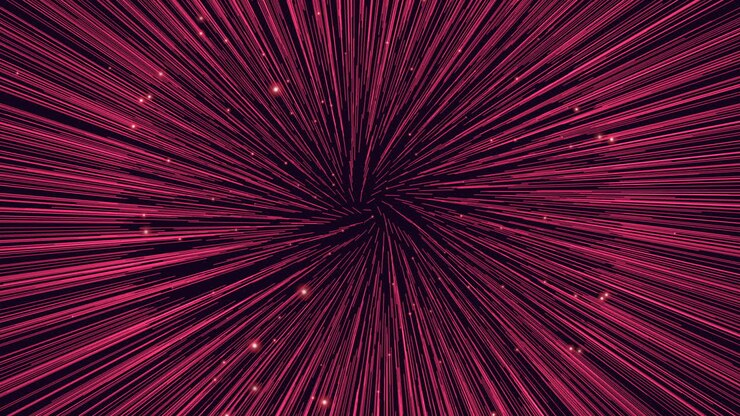 The image displays a vibrant spiral pattern composed of red and pink lines extending from the center in a dynamic, energetic design
