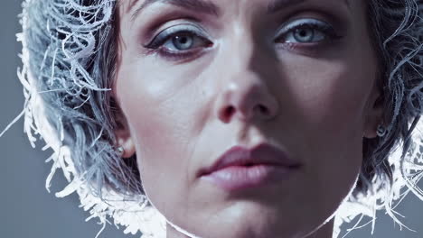 woman with frozen hair