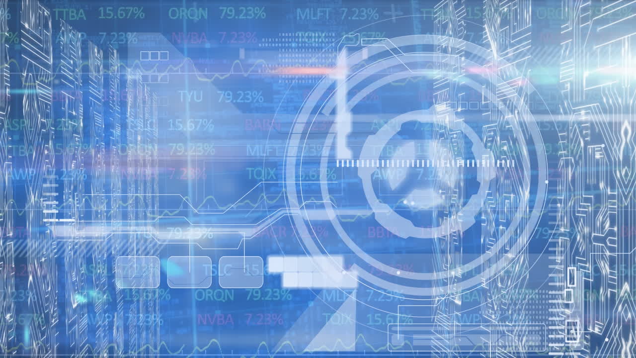 컴퓨터 회로판으로 기둥을 스캔하는 스 ⁇ 의 애니메이션