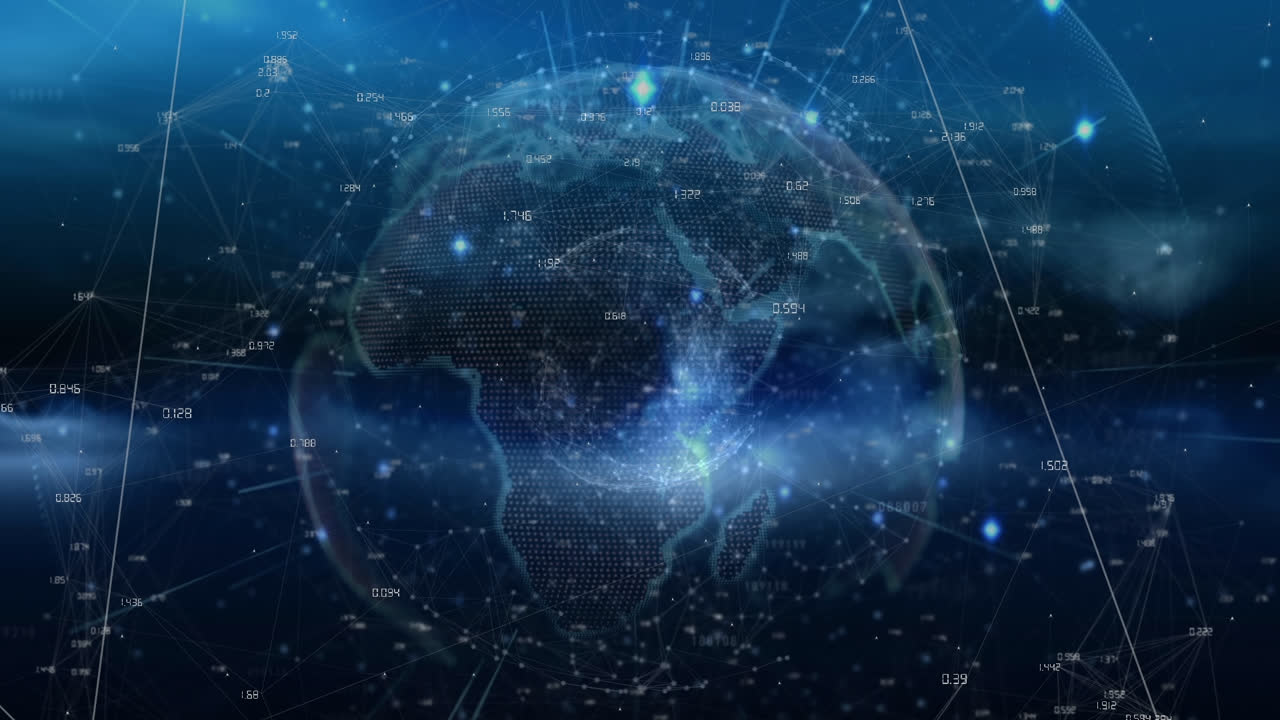 Animation of networks of connections and number changing over globe