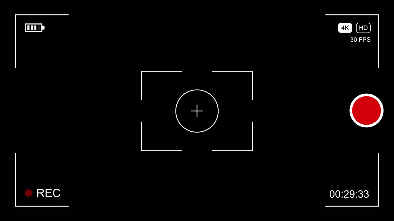 Digital Camera Recording Interface Viewfinder Overlay on Black Background