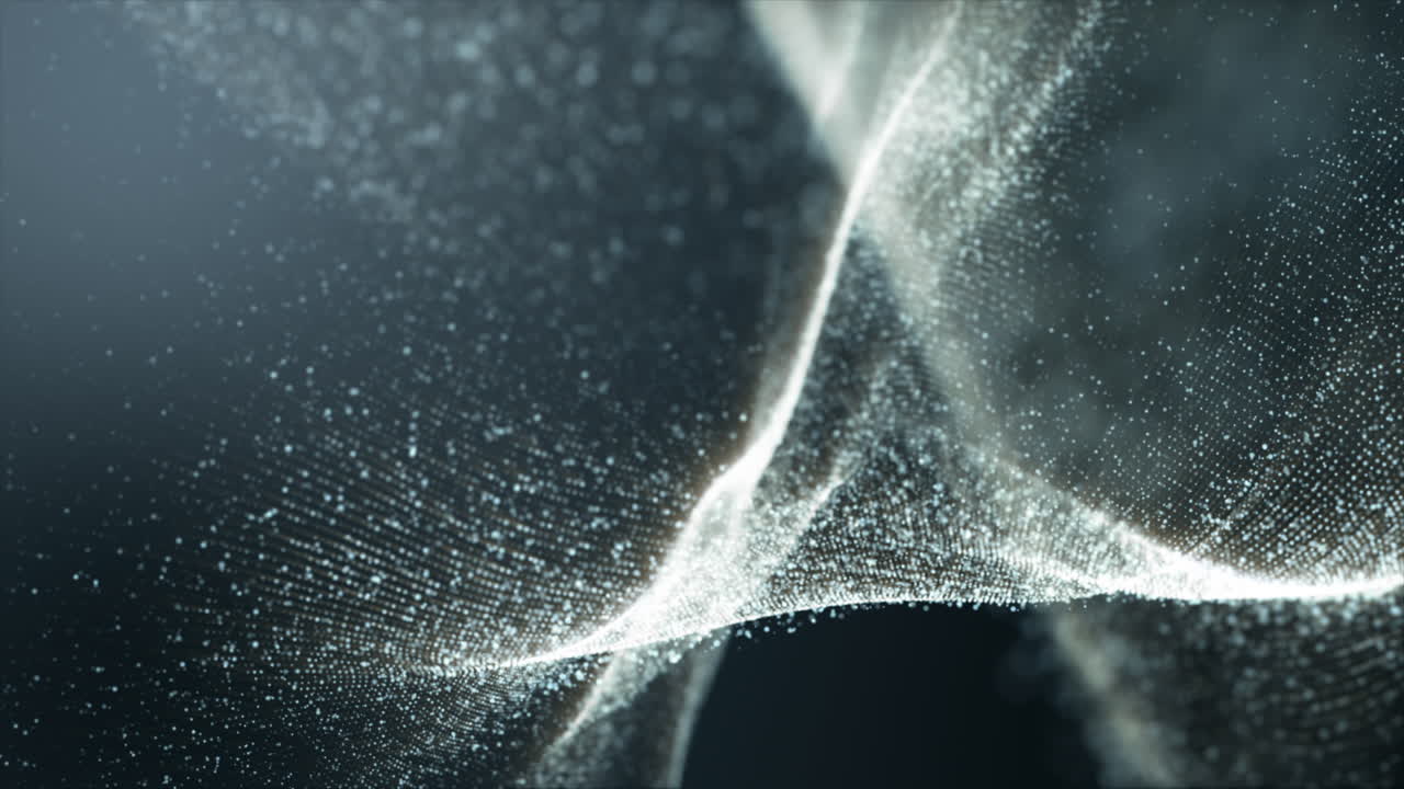 빅 데이터 분석 인공 지능 시뮬레이션의 미래형 디지털 생성 동작 추상 입자 매트릭스 사이버 환경, 디지털 배경을 위한 루프 비디오