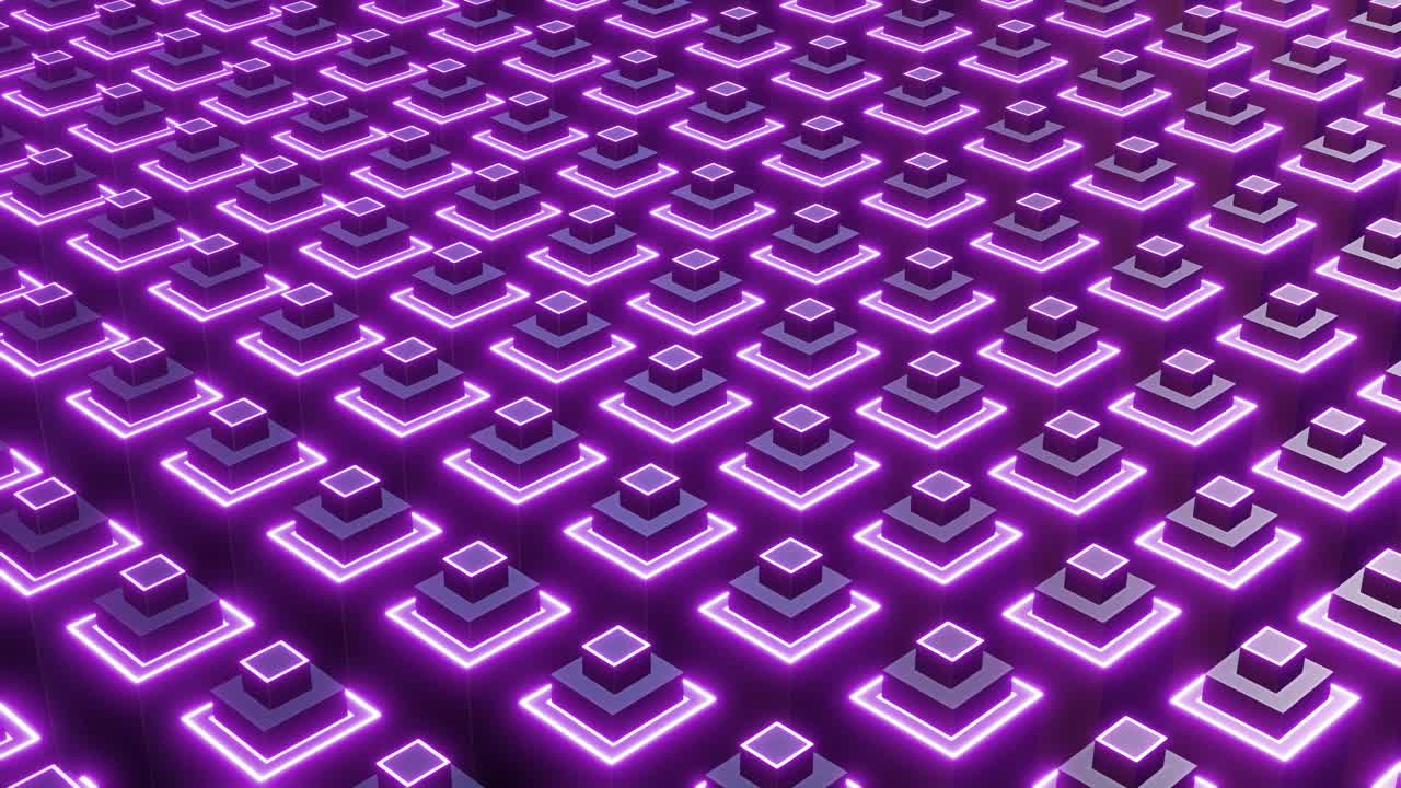 Abstract Purple Neon Cube Pattern