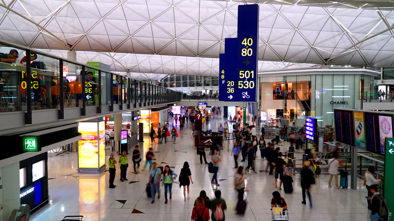 Hong kong - Circa Time lapse of people traffic at Hong Kong International Airport
