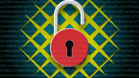 internet security concept, open red padlock on digital data background.